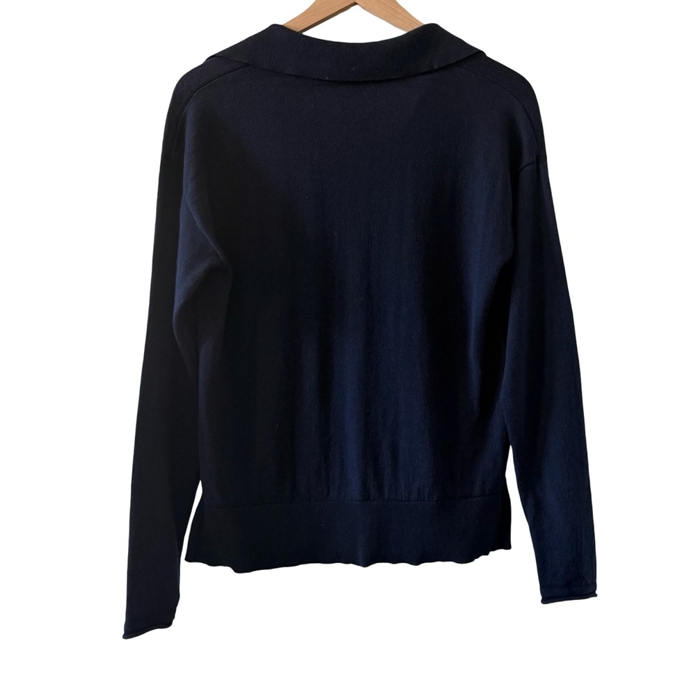 Banana Republic Merino Wool Johnny Collar Sweater in Preppy Navy Women's Medium - Picture 2 of 7